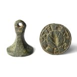 Medieval Seal Matrix Copper-alloy, 5.12 grams. 17.45 x 14.79 mm. Circa 14th century. A chess-piece