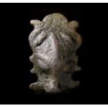 Viking Bronze Anthropomorphic Stirrup Mount A bronze ornate Viking stirrup mount moulded half