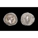 Marcus Aurelius Denarius AD, 161-180. Silver, 3.25 grams. 18.47 mm. Obverse: Bare head right,