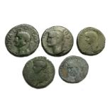 Collection Of Early Roman Bronze Coins. AD, 41-54. Copper, 23.32 - 27.80 mm. A collection of low