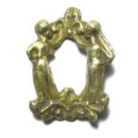 Medieval Silver Gilt Brooch. Circa 14th - 15th century AD. Silver, 2.10 grams. 28mm x 21mm. A