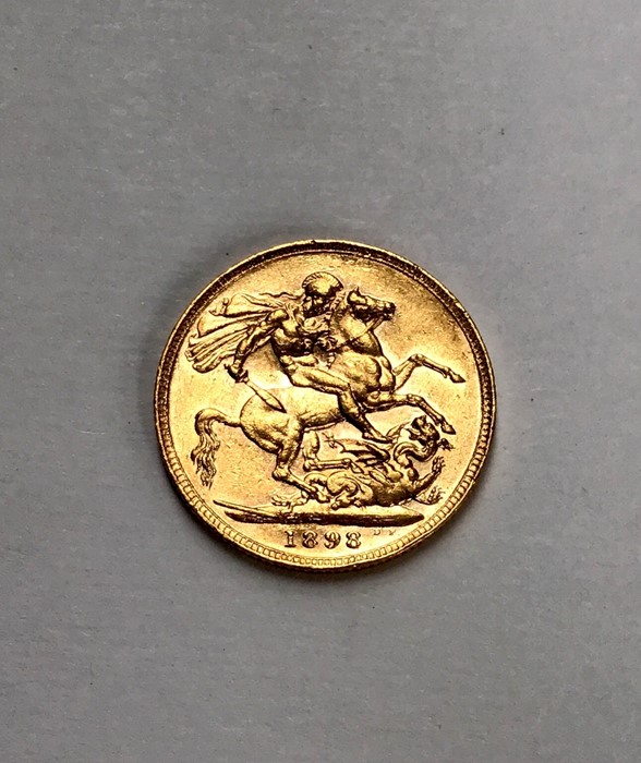 A Victoria Sovereign, 1898 Condition, slight wear to high points with small scratches to surface. - Image 2 of 2