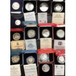 Silver proof coins in Original cases with certificates, includes Royal Mint Silver Proof coins