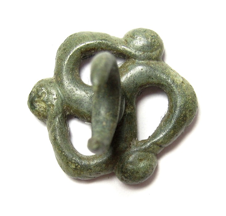 Celtic Fob. Circa 800 BC-100 AD. Copper-alloy, 2.93 grams. 17.05 mm. An open-work Iron Age mount