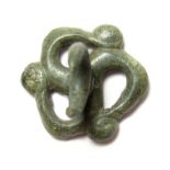 Celtic Fob. Circa 800 BC-100 AD. Copper-alloy, 2.93 grams. 17.05 mm. An open-work Iron Age mount