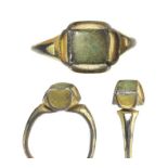 Medieval Silver Gilt Ring. Circa 15th century, Silver, 3.88 grams. 26.97 mm, internal 17.44 mm. A