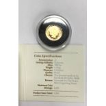 Royal Mint gold Proof Anniversary of the Concorde £1 coin in original case with certificate. (1.244g