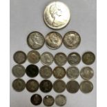 Collection of Silver Canadian coins from Victoria to Elizabeth II.