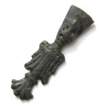Viking Strap-End. Circa, AD 1050-1100. Copper-alloy, 5.33 grams, 41.25 mm. A zoomorphic strap end in