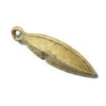 Medieval Fishing Weight. Circa 13th - 15th century AD. 88.05 grams. 75.81 mm. An elliptical-shaped