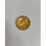 An Edward VII 22ct gold full sovereign,1905 P,approx 7.99 grams            Condition, wear to high