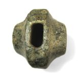 Medieval Sword Pommel.  Circa, 1300-1400 AD. Bronze, 178.55 grams. 53.35 mm. A "Wheel" type