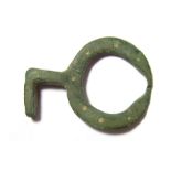 Anglo-Saxon Key. Circa 6th-8th century AD. Copper-alloy, 3.18 grams. 30.16 mm. A small Saxon key