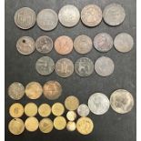 British and World Token Coins. Includes Penny tokens 2 x Flint Lead works 1813, Barnsley Penny