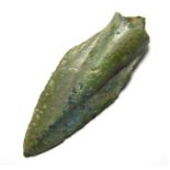 Bronze Age Spear. Circa, 1600-800 BC. Copper-alloy, 26.32 grams. 62.52 mm. A late Bronze Age small