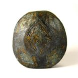 A rare Medieval inlaid bronze medieval sword pommel, Circa 13th-15th century. Almost oval if viewing