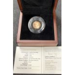 Royal Mint Gold Proof Quarter Sovereign 200, in Original Case with Certificate. (1.99g)
