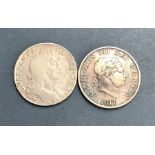 Halfcrowns, William III 1697 NONO and a George III 1817 small head