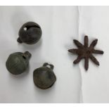 3 x Crotal Bells and a Iron Spur Rowel.