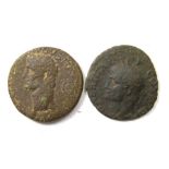 Two Early Roman As. Circa 1st century AD. Issue of Caligula in honour of Augustus, head left