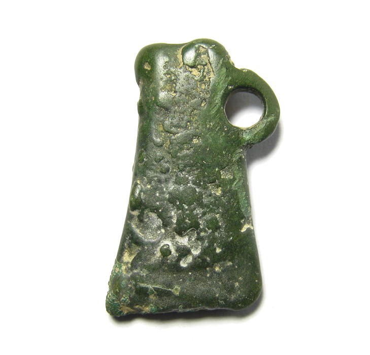Bronze Age Votive Axe.  Circa, 800 BC - 200 AD. Copper-alloy, 9.10 grams. 26.55 mm. A miniature - Image 3 of 3