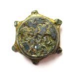 Viking Closoinne Brooch. Circa 10th-11th century AD. 5.50 grams. 25.80 mm. A beautiful gilt brooch