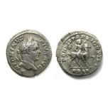 Caracalla Denarius.  AD, 198-217. Silver, 2.98 grams. 19.91 mm. Obverse: Laureate bust right,