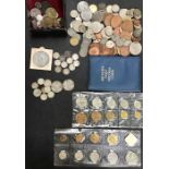 Uk & World coins, includes 1890 Crown, with a small amount of Pre 20 & Pre 47, Russian year sets for
