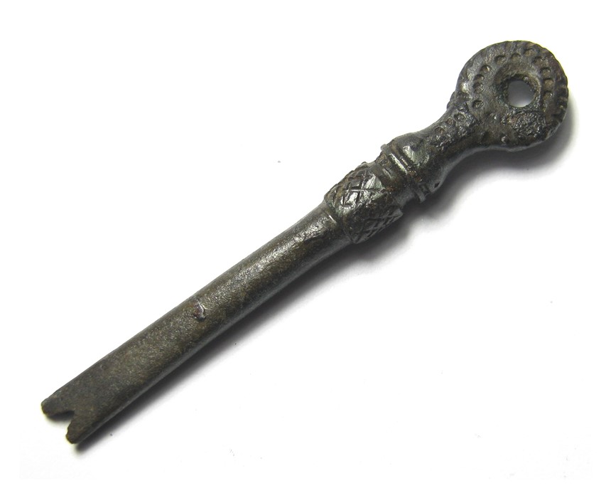 Roman Nail Cleaner. Circa 1st - 4th century AD. Copper-alloy, 4.55 grams. 51.03. A very ornate Roman