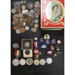 UK and World Coins with Medallic coins & commemorative medals, includes a 1797 cartwheel twopence,