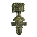 Anglo-Saxon Square headed Brooch. Circa 6th century. Copper-alloy, 126.81 mm. An impressive Anglo-