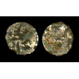 Atrebates & Regini Plated Gold Stater.  Circa, 60-50 BC. Plated core, 2.63 grams. 17 mm. Obverse: