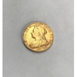 Victoria, 1899 Sovereign. Condition, wear to high points with small scratches to surface.