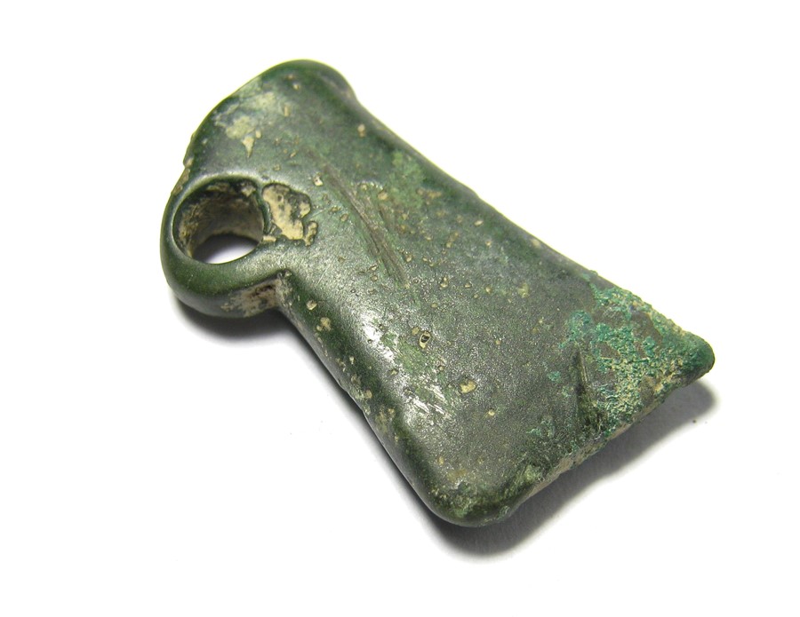 Bronze Age Votive Axe.  Circa, 800 BC - 200 AD. Copper-alloy, 9.10 grams. 26.55 mm. A miniature
