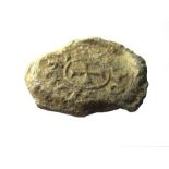 Medieval Lead Seal.  Circa 11th-12th century AD. Lead, 33.03 grams. 35.58 mm. A lead seal of unknown