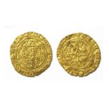Richard II Quarter-Noble. Circa, 1377-99 AD. Gold, 1.51 grams. 18 mm. Class IV A. Obverse: Shield of