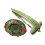 Roman Brooches. Circa 2nd-3rd century AD. Copper-alloy, 25.85 mm, 45.92 mm. a lot of two Roman