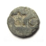 Charles I Trade Weight. Circa 17th century AD. Lead, 12.78 grams. 23.60 grams. A round lead trade