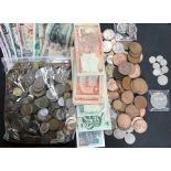 Large UK & World Coin Collection with World Banknotes, includes small amount of pre 47 Silver