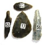 Ancient Stone Tools.  Circa 40,000 - 10,000 BC. A group of flint tools from the Upper Paleolithic