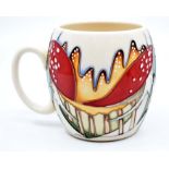 A Moorcroft Toadstool barrel mug designed by Vicky Lovett, date 23/10/2014, shape MU2, trial