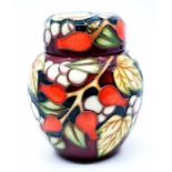 A Moorcroft Winter Harvest small ginger jar and cover designed by Sian Leeper, date 23/9/2003,
