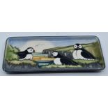 A Moorcroft Puffins pin tray designed by Carol Lovett, date: 24/07/20087, trial piece, 8 x 3.5"