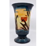 Moorcroft: A Moorcroft 'Reeds at Sunset' pattern vase of tapered cylindrical form with everted rim