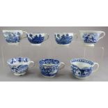 A group of early nineteenth century blue and white transfer-printed child's size cups, c.1810-20. To