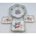 A Derby posies style floral shaped dish pattern no; 855 to reverse together with a pair of Royal