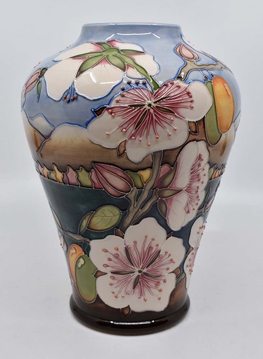 A Moorcroft Elounda vase designed by Alicia Amison, date 2003, 23.5cm high, with box and sleeve