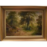 George Turner of Derby (British 1843-1910), Idridge Hay, Derbyshire, oil on board, signed lower