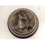 A Prattware 2nd issue pot lid cover depicting Second Appeal with lettering: "No by Heaven I