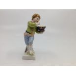 A KPM Berlin porcelain figure of boy and titled September to reverse rim, stamped on the base